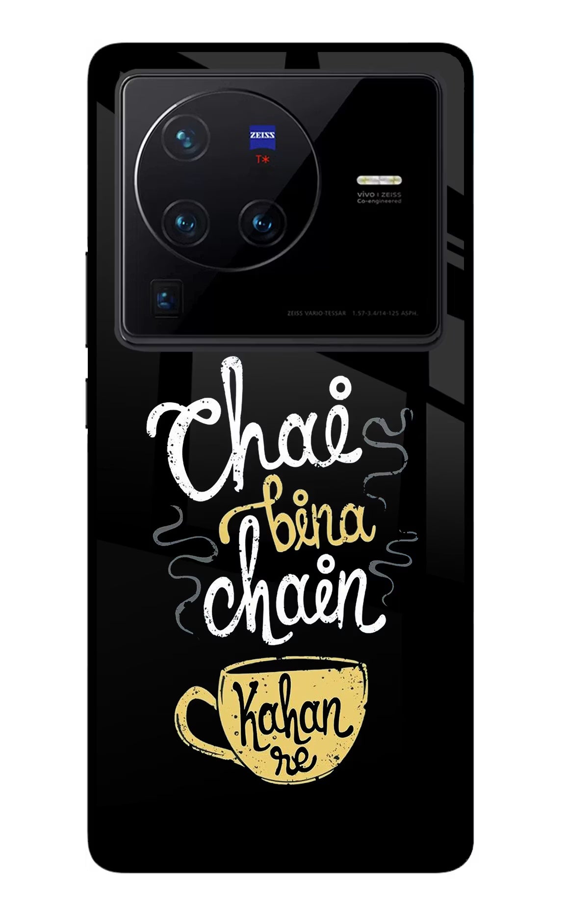 Chai Bina Chain Kaha Re Vivo X80 Pro Glass Case Back Cover by Casekaro