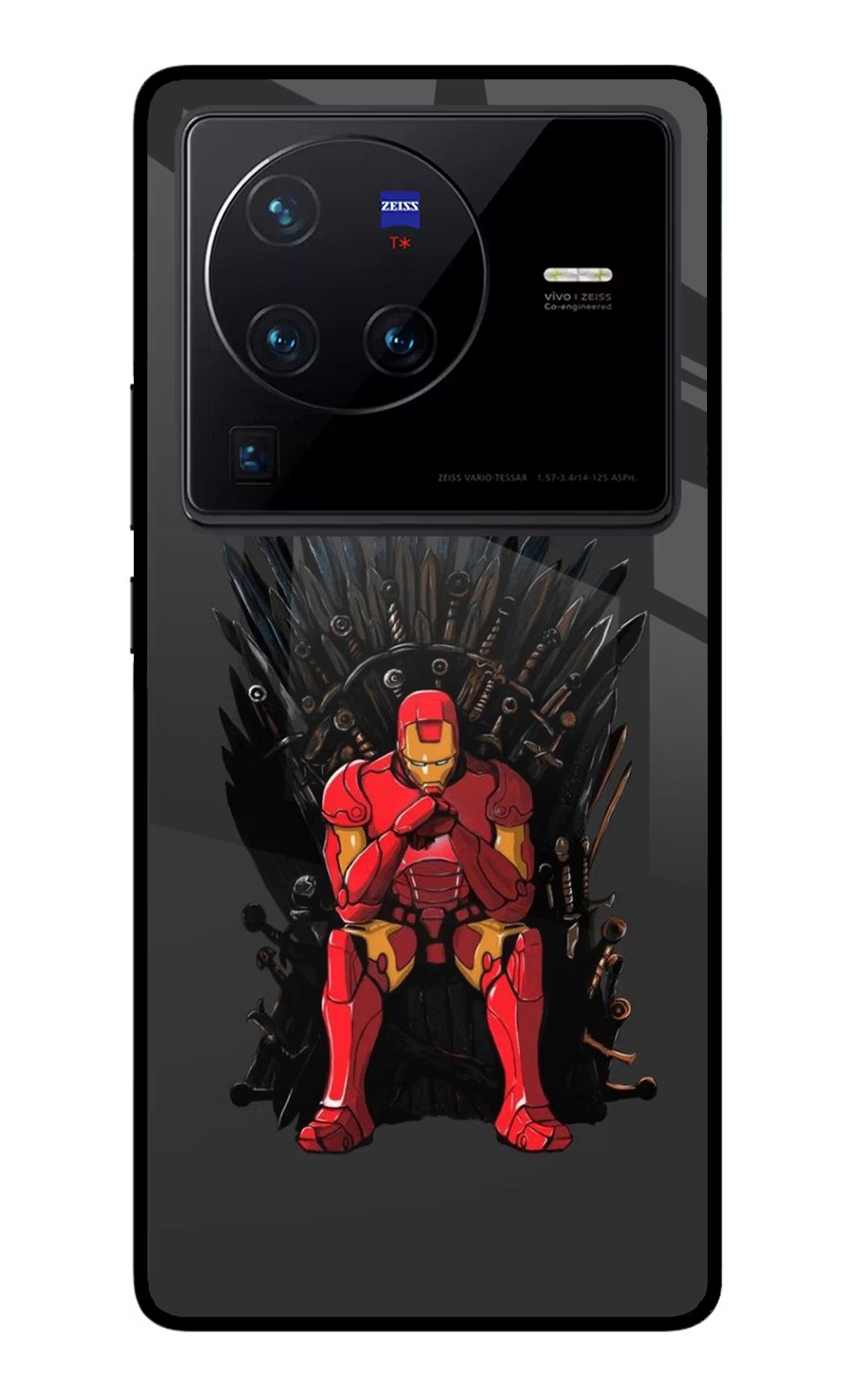 Ironman Throne Vivo X80 Pro Glass Case Back Cover by Casekaro