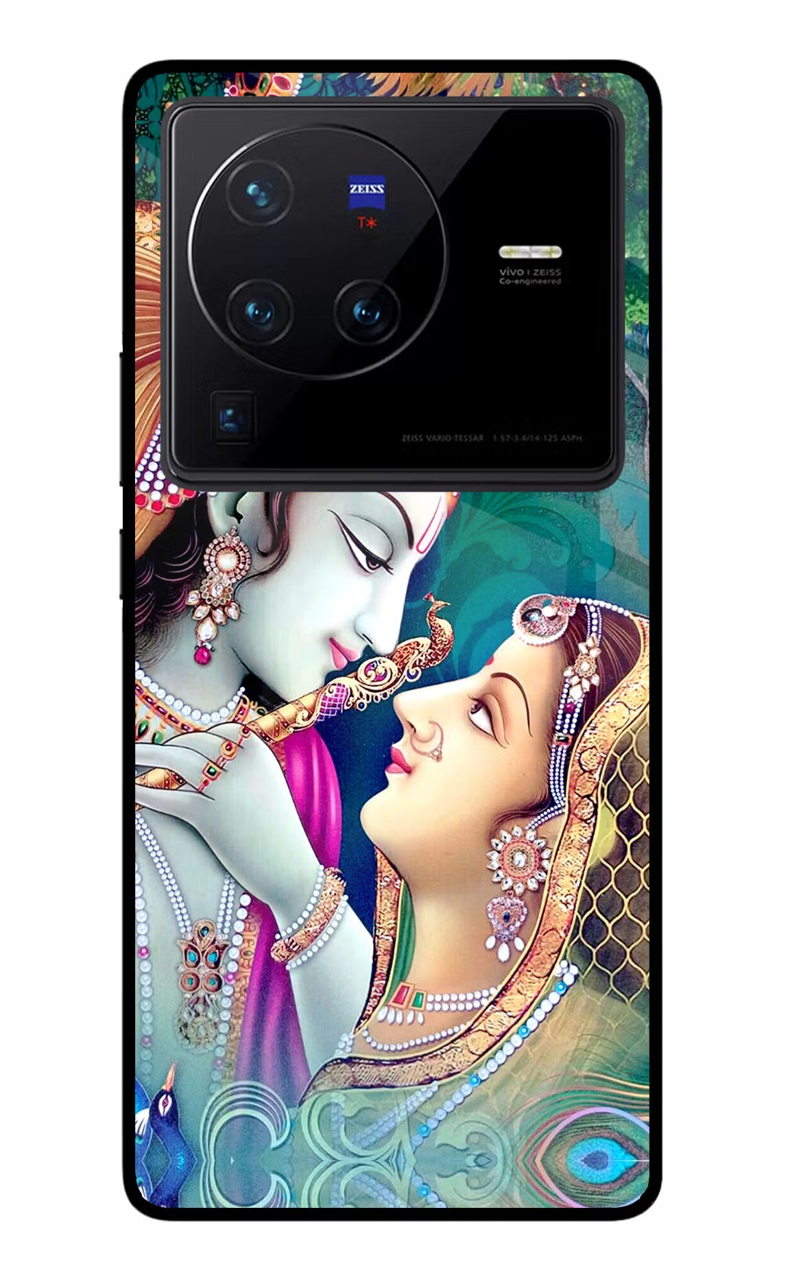 Lord Radha Krishna Vivo X80 Pro Glass Case Back Cover by Casekaro