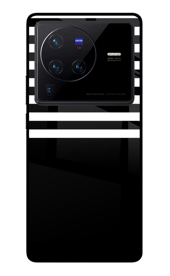 Black and White Print Vivo X80 Pro Glass Case Back Cover by Casekaro