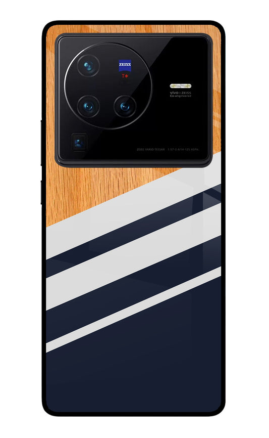 Blue and white wooden Vivo X80 Pro Glass Case