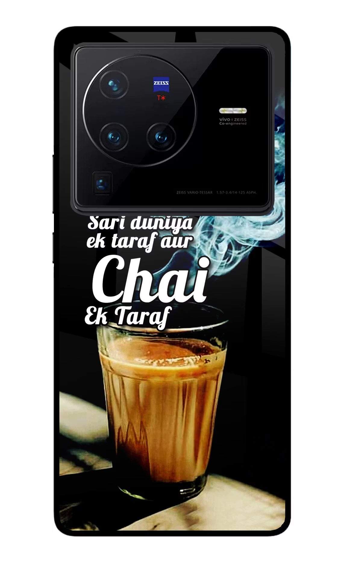 Chai Ek Taraf Quote Vivo X80 Pro Glass Case Back Cover by Casekaro
