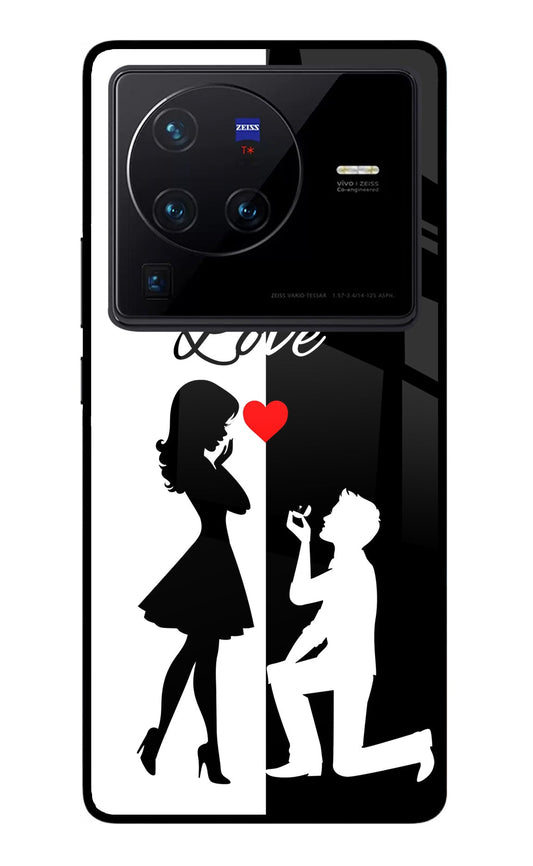 Love Propose Black And White Vivo X80 Pro Glass Case