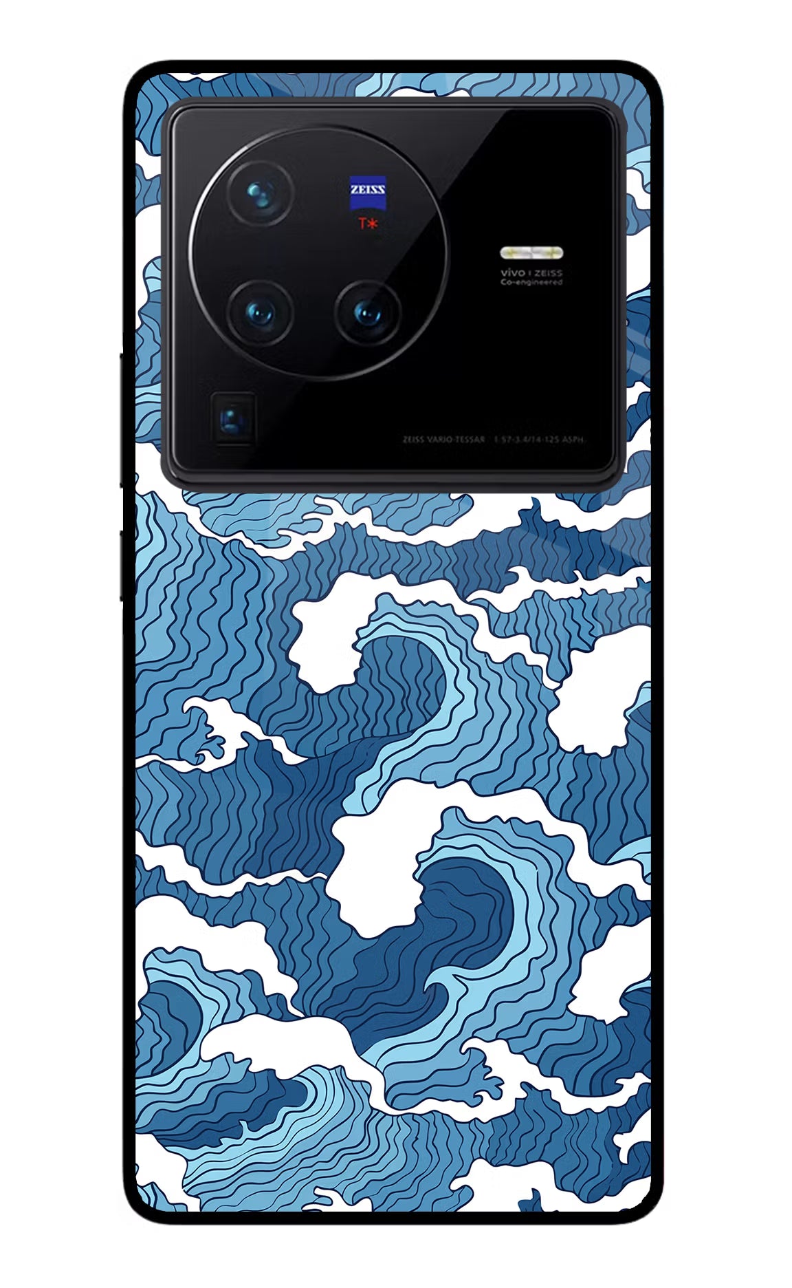 Blue Waves Vivo X80 Pro Glass Case Back Cover by Casekaro