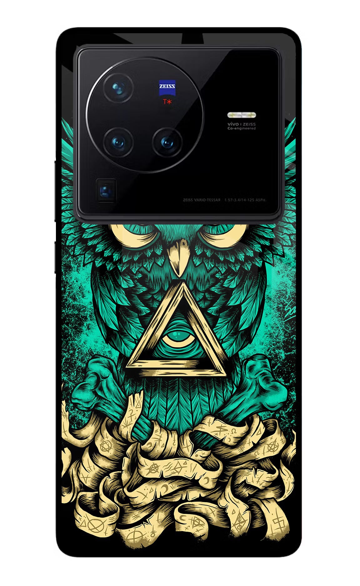 Green Owl Vivo X80 Pro Glass Case Back Cover by Casekaro