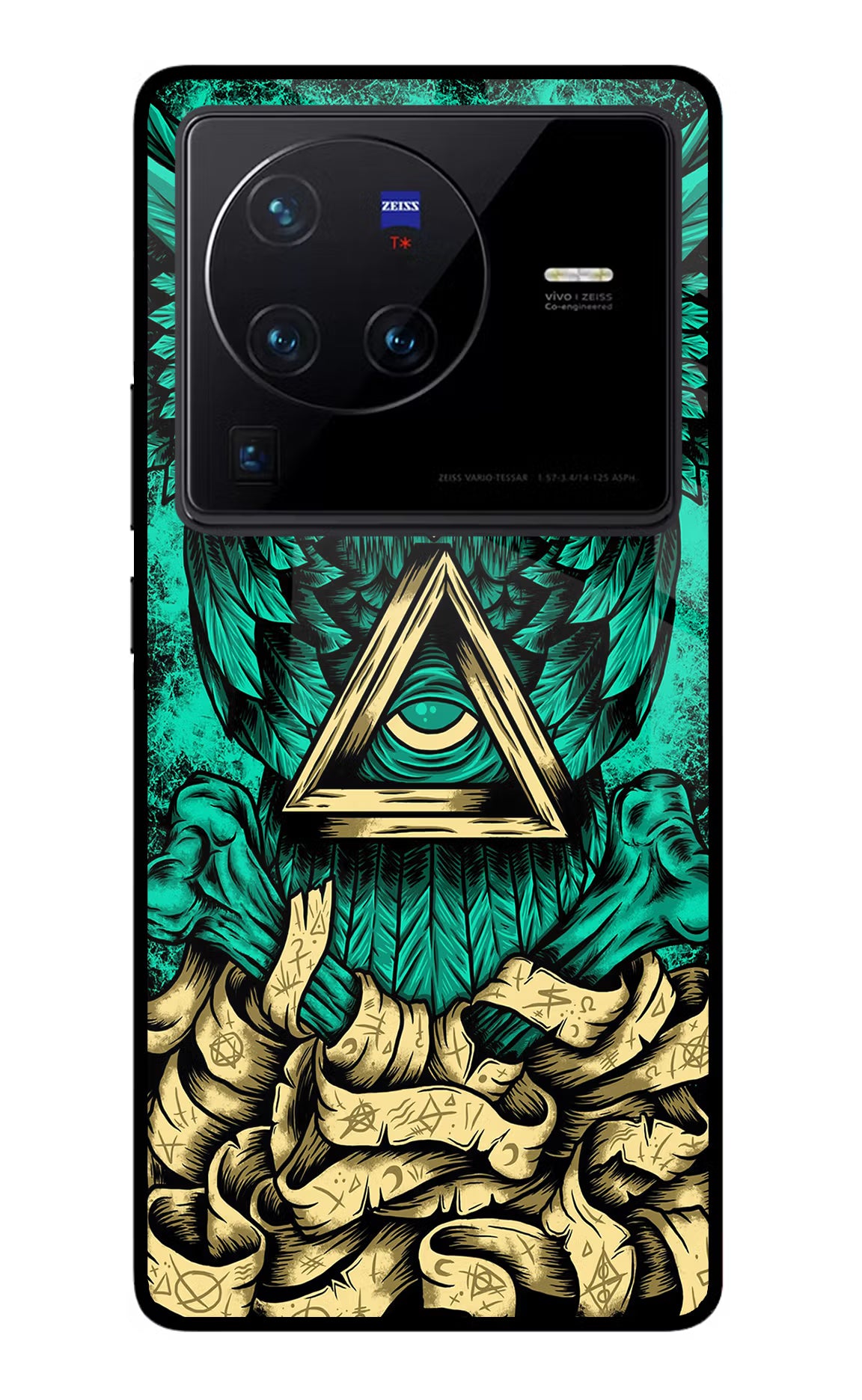 Green Owl Vivo X80 Pro Glass Case Back Cover by Casekaro