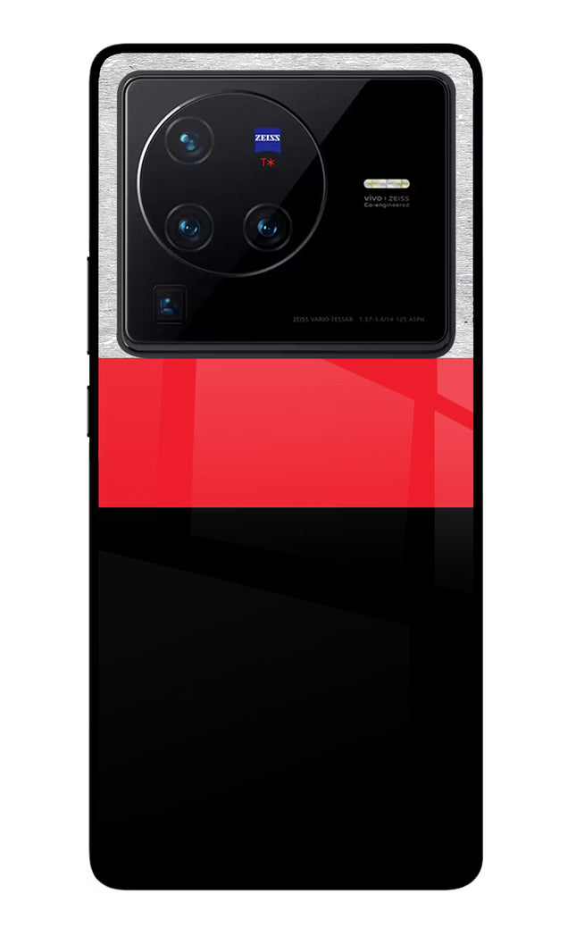 Tri Color Pattern Vivo X80 Pro Glass Case Back Cover by Casekaro
