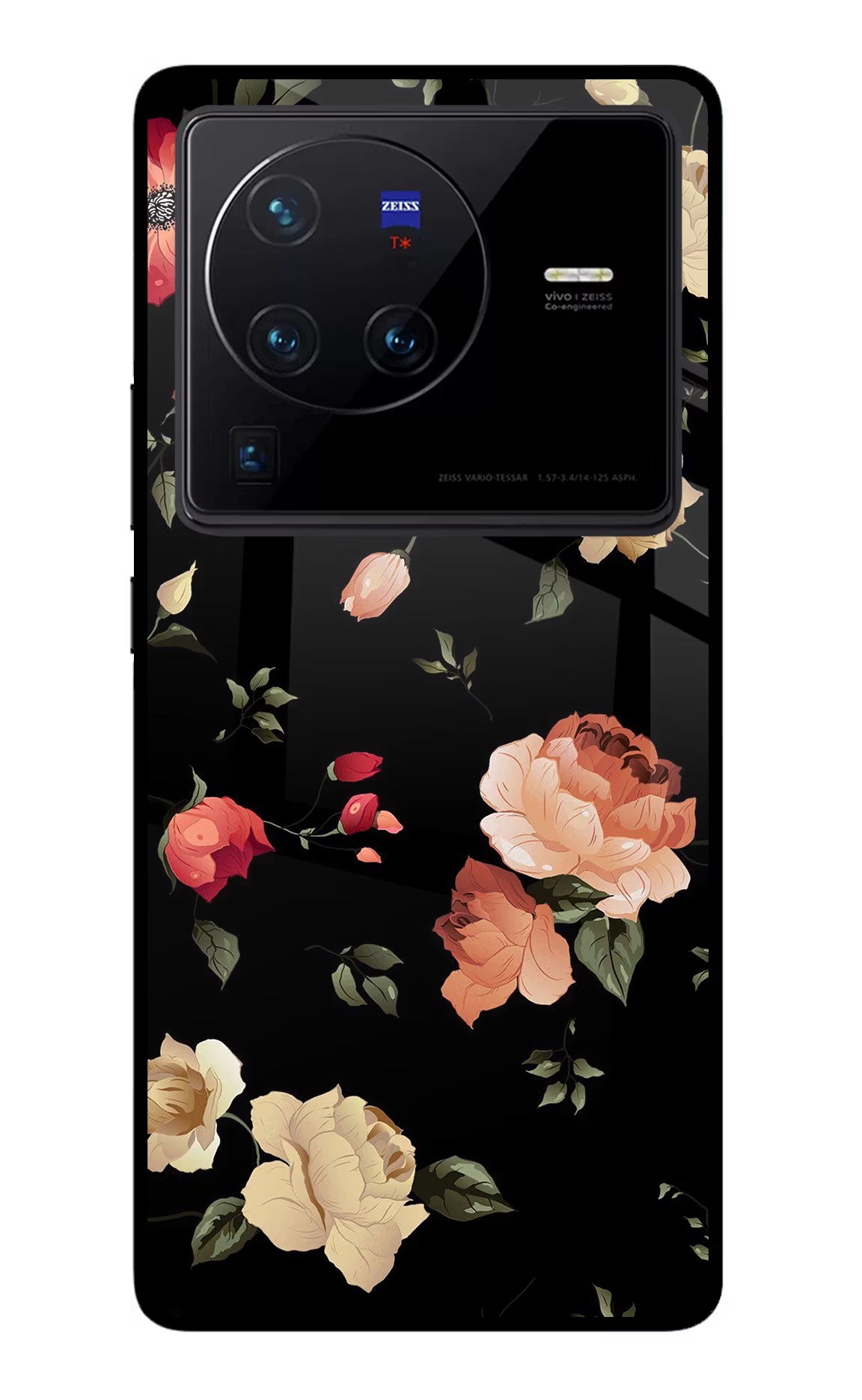 Flowers Vivo X80 Pro Glass Case Back Cover by Casekaro