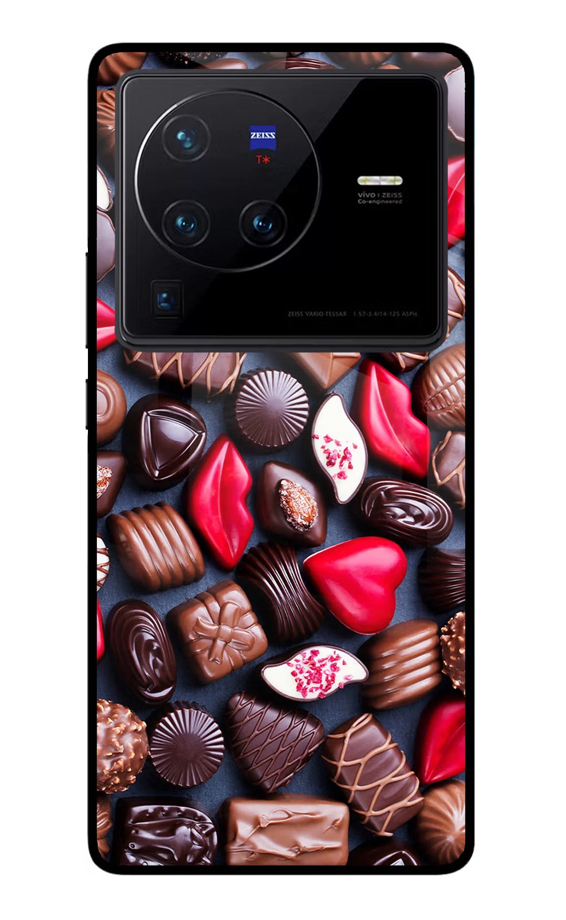 Chocolates Vivo X80 Pro Glass Case Back Cover by Casekaro