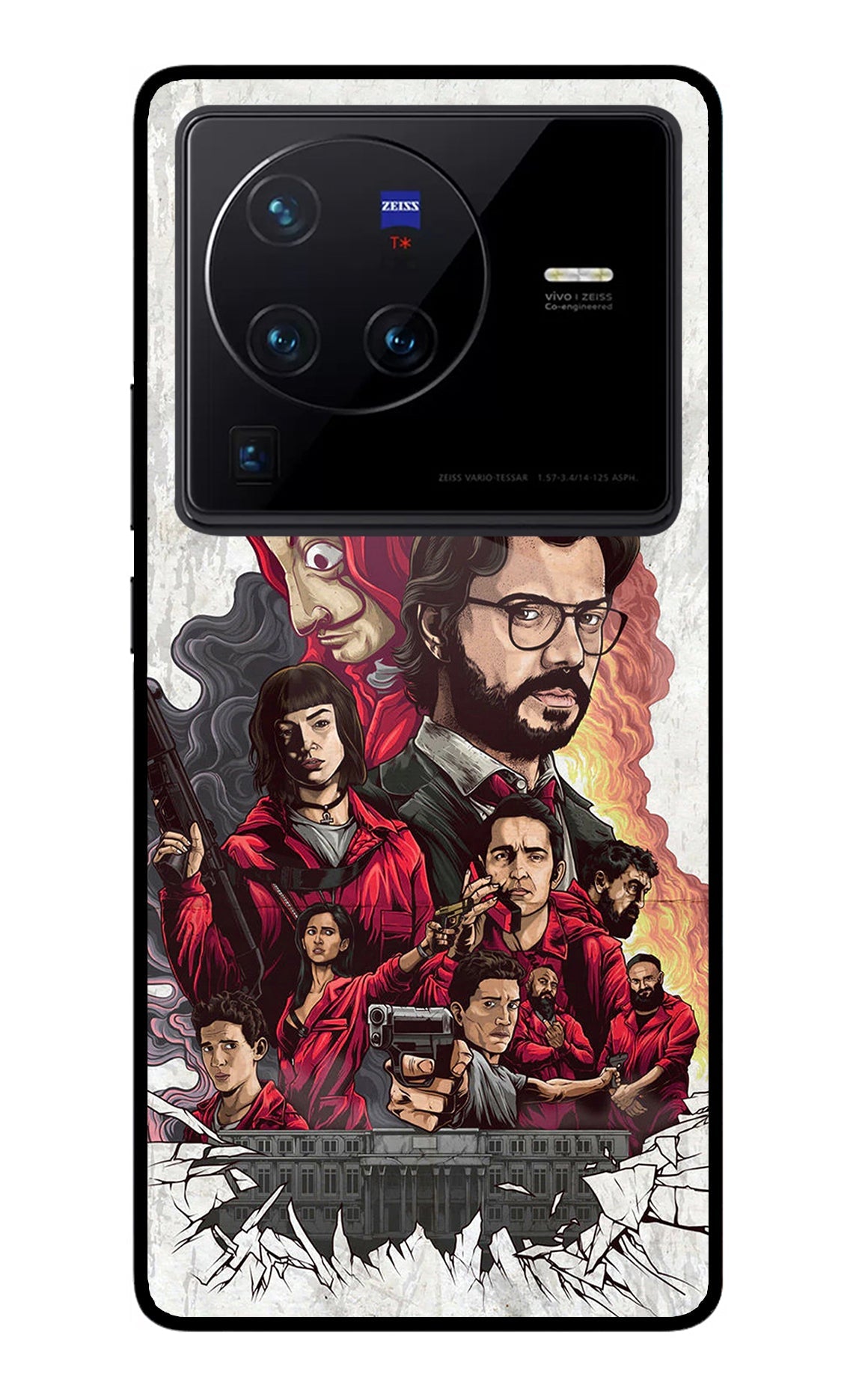 Money Heist Artwork Vivo X80 Pro Glass Case