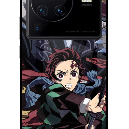 Demon Slayer Vivo X80 Pro Glass Case Back Cover by Casekaro