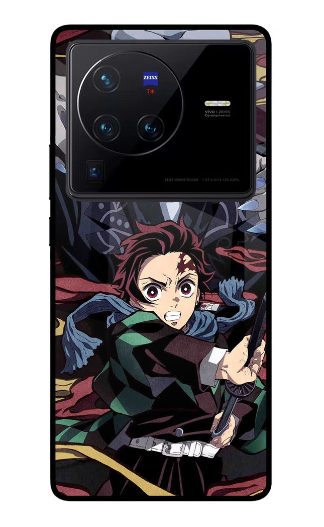 Demon Slayer Vivo X80 Pro Glass Case Back Cover by Casekaro