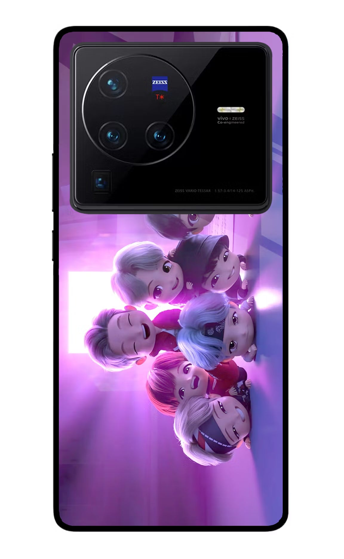 BTS Chibi Vivo X80 Pro Glass Case Back Cover by Casekaro