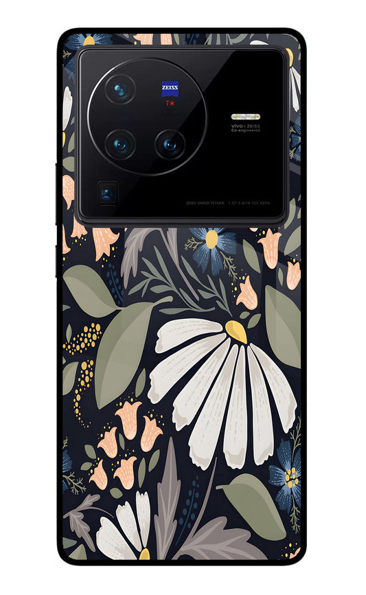 Flowers Art Vivo X80 Pro Glass Case