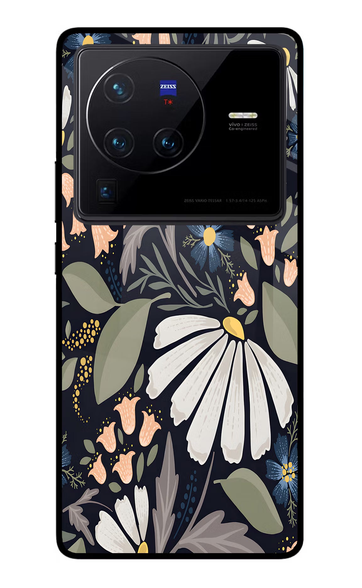 Flowers Art Vivo X80 Pro Glass Case Back Cover by Casekaro