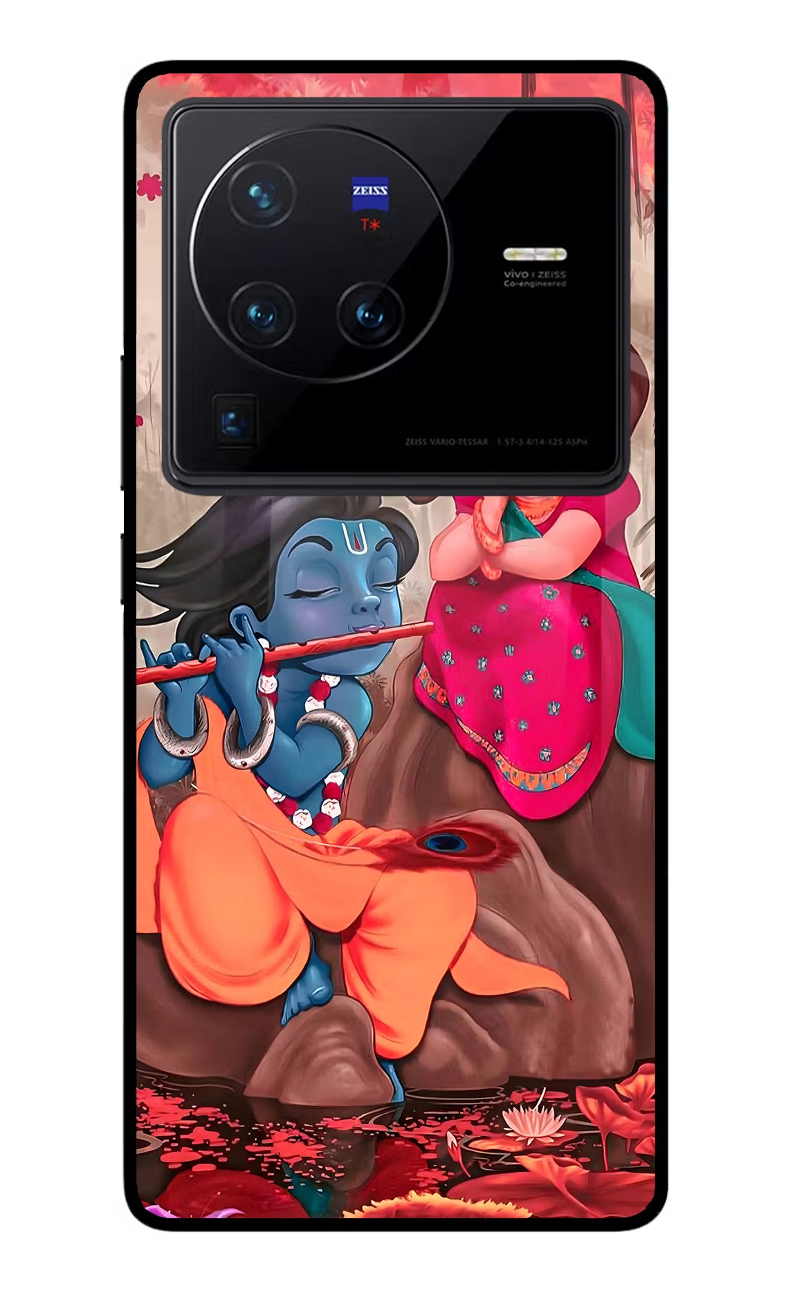 Radhe Krishna Vivo X80 Pro Glass Case Back Cover by Casekaro