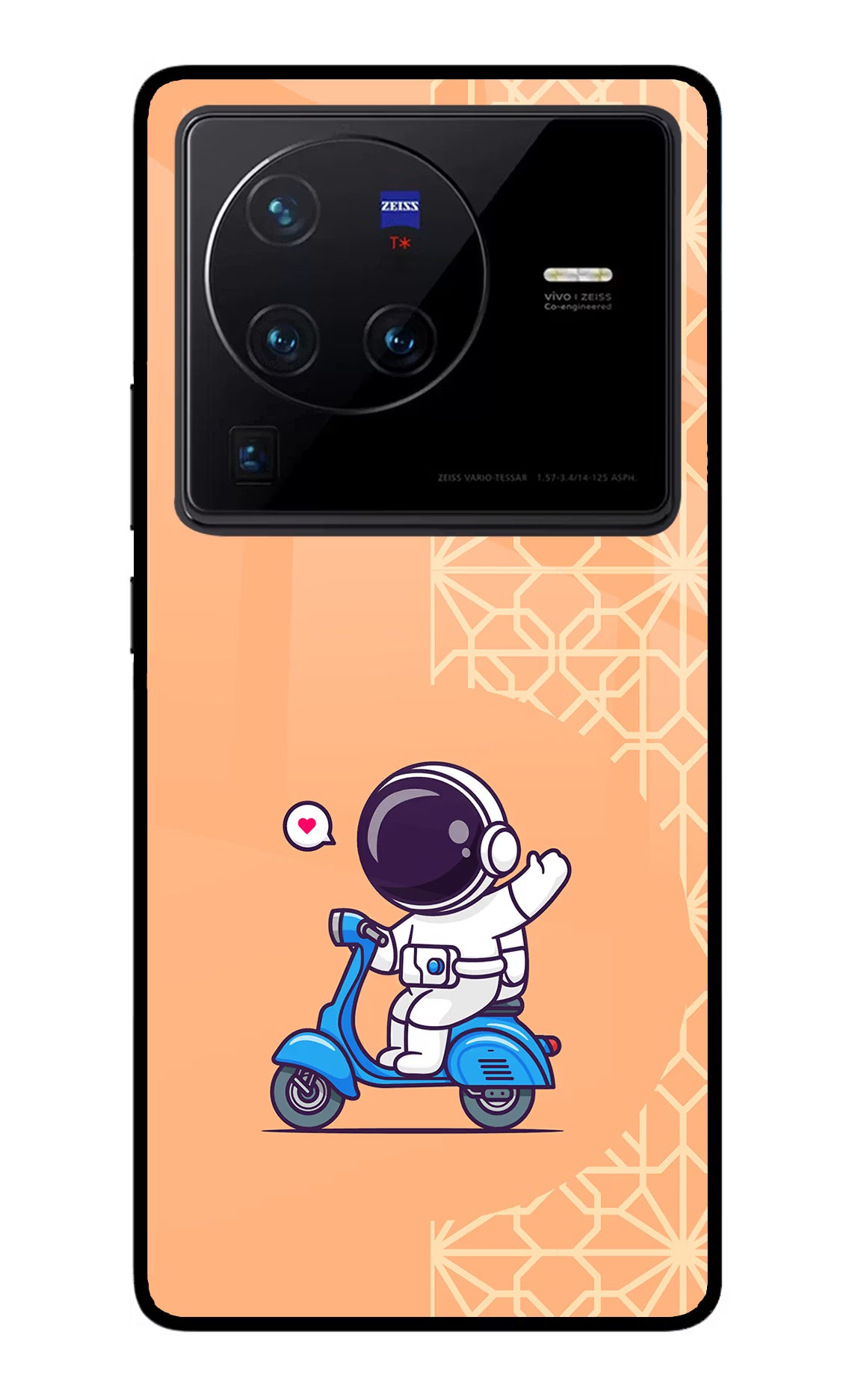 Cute Astronaut Riding Vivo X80 Pro Glass Case Back Cover by Casekaro