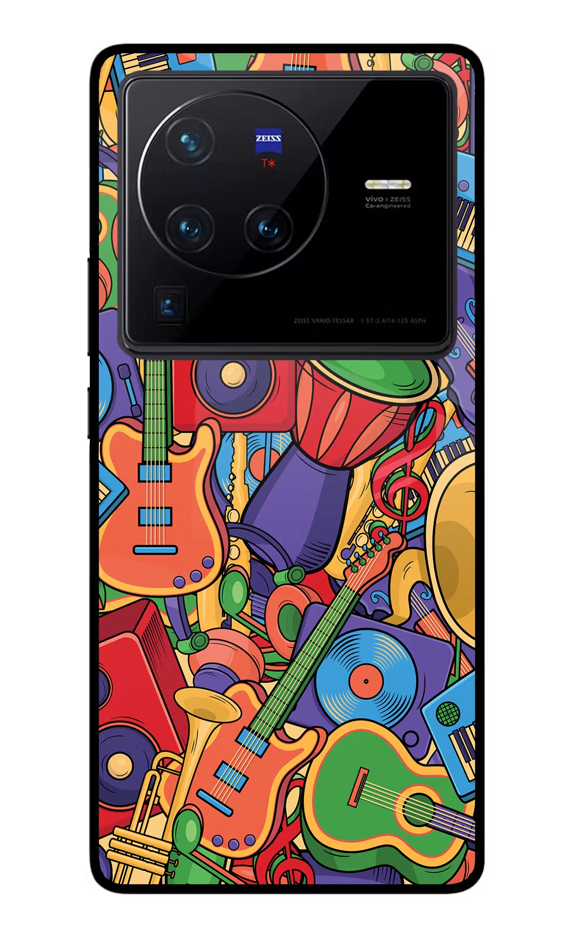 Music Instrument Doodle Vivo X80 Pro Glass Case Back Cover by Casekaro