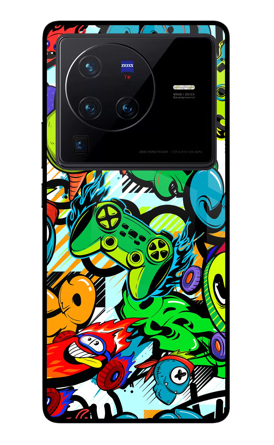 Game Doodle Vivo X80 Pro Glass Case Back Cover by Casekaro