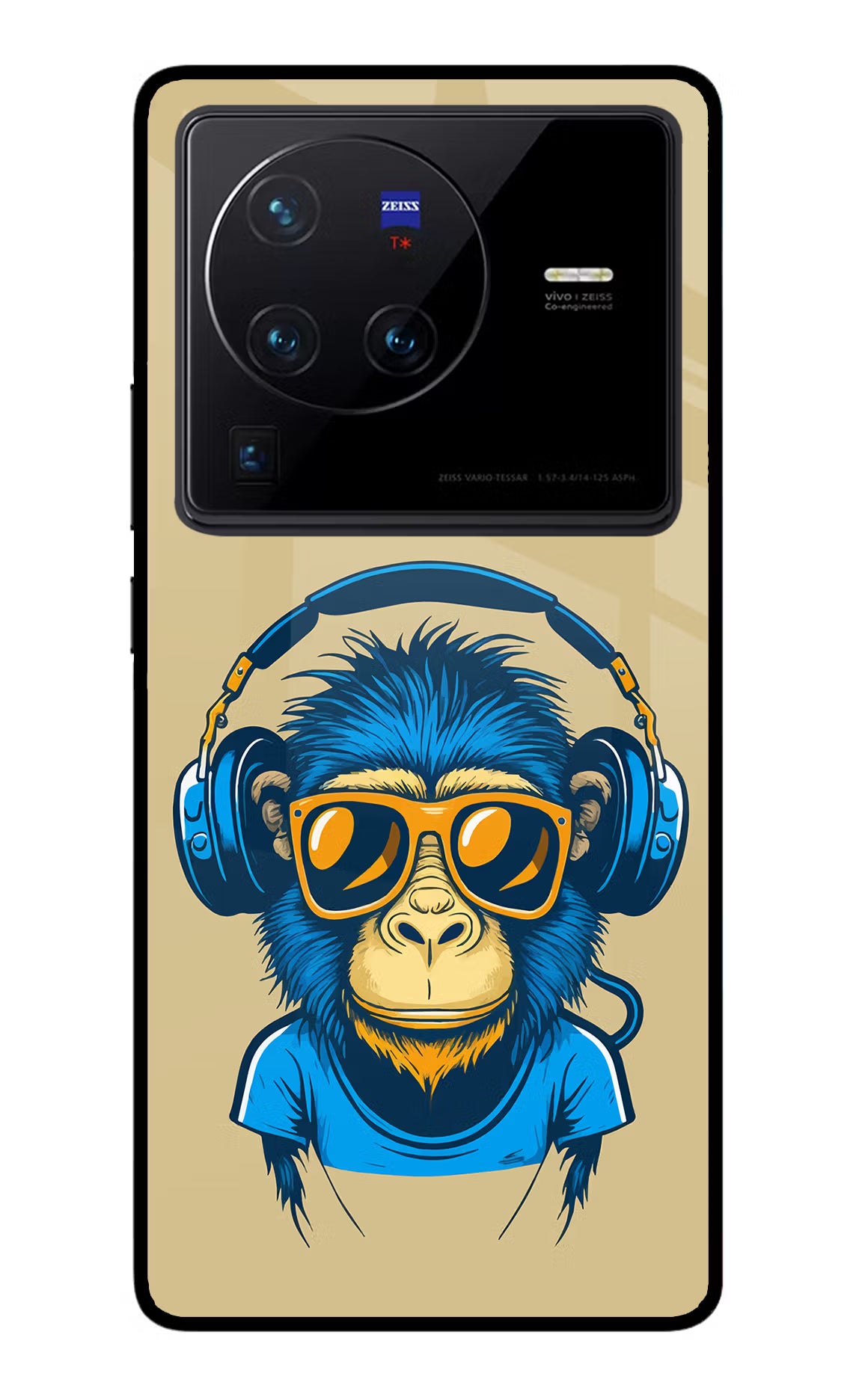 Monkey Headphone Vivo X80 Pro Glass Case Back Cover by Casekaro