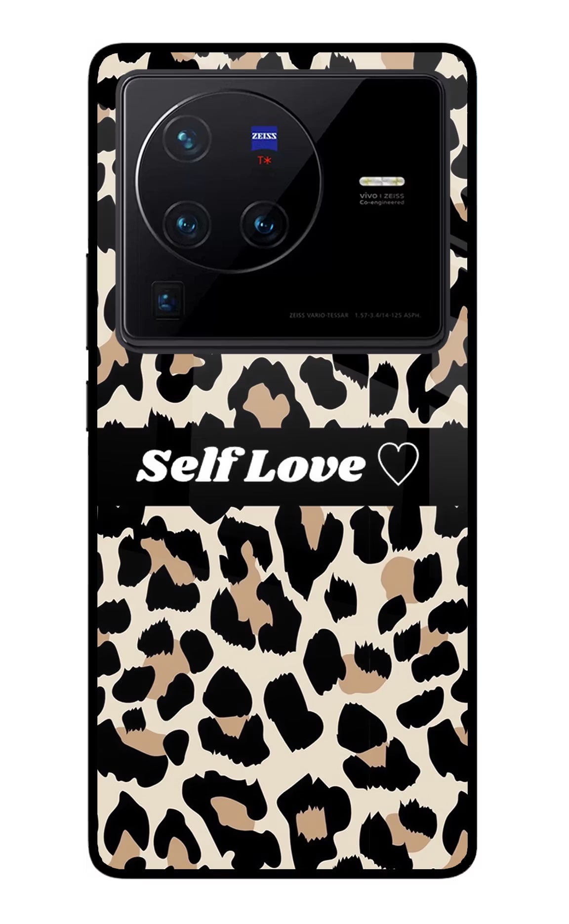 Leopard Print Self Love Vivo X80 Pro Glass Case Back Cover by Casekaro
