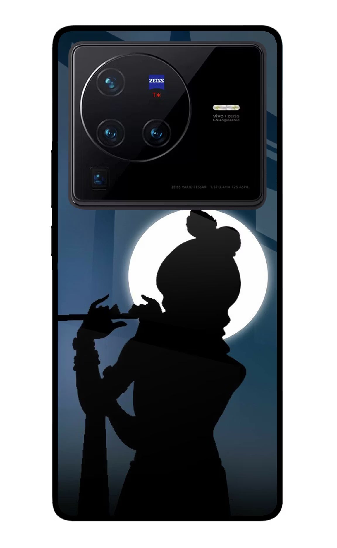 Shri Krishna Silhouette Vivo X80 Pro Glass Case Back Cover by Casekaro
