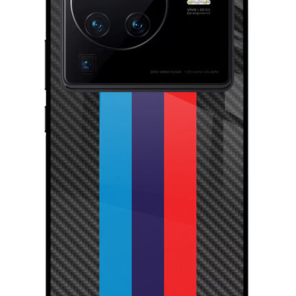 BMW Stripes Pattern Vivo X80 Pro Glass Case Back Cover by Casekaro