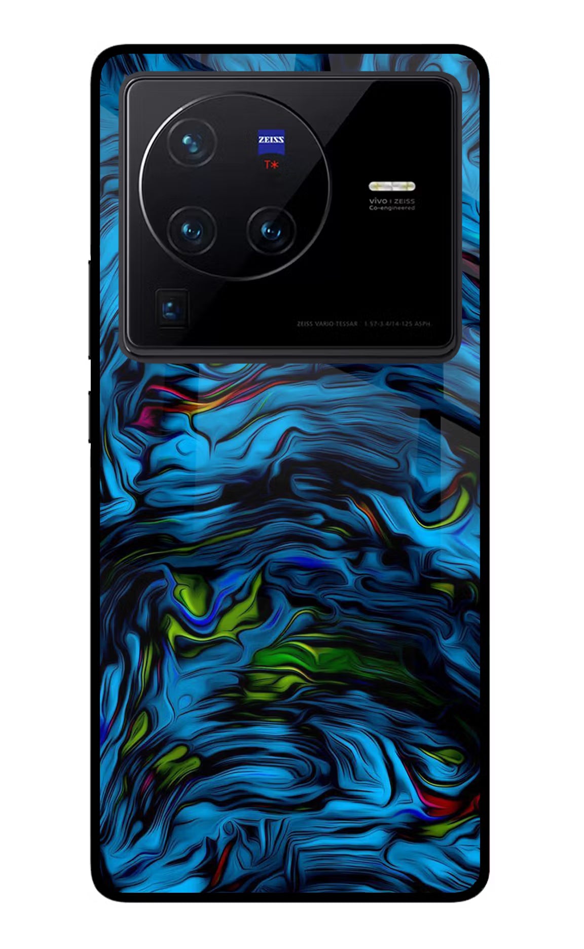 Dark Blue Abstract Vivo X80 Pro Glass Case Back Cover by Casekaro