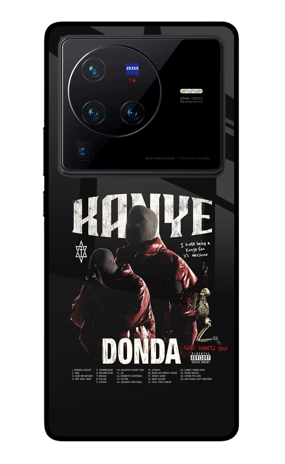 Donda Kanye West Vivo X80 Pro Glass Case Back Cover by Casekaro