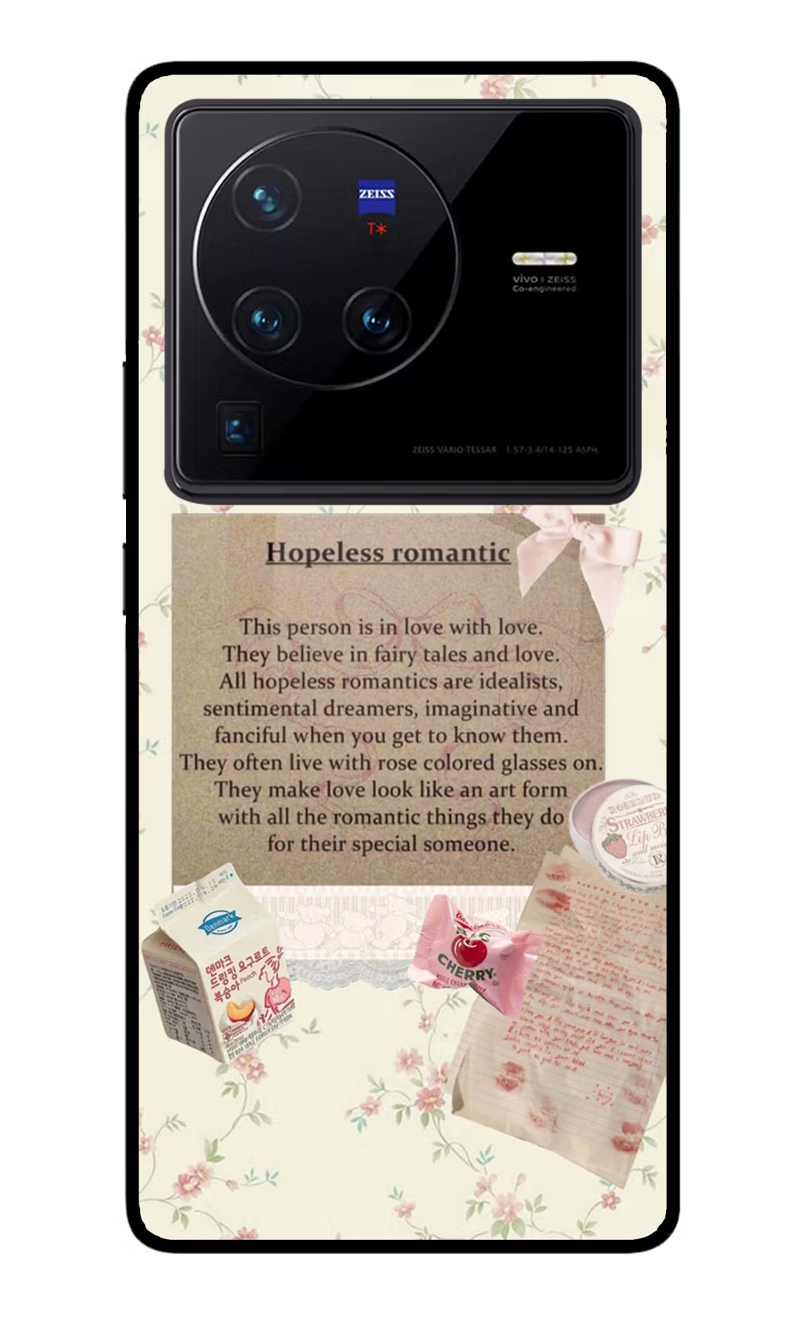 Hopeless Romantic Vivo X80 Pro Glass Case Back Cover by Casekaro