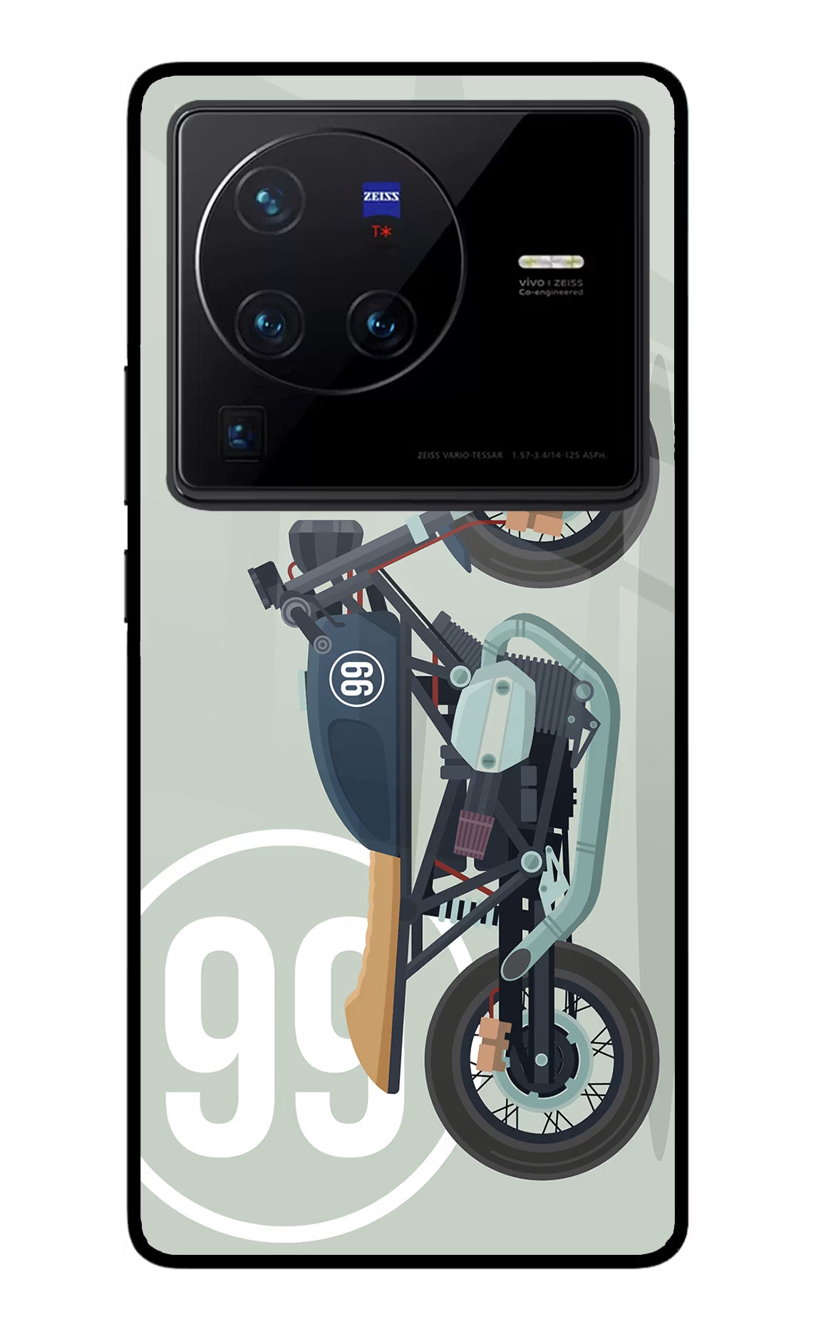 Classic Cafe Racer 99 Vivo X80 Pro Glass Case Back Cover by Casekaro