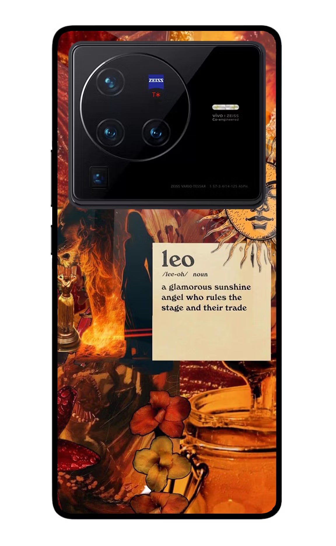 Leo Zodiac Vivo X80 Pro Glass Case Back Cover by Casekaro