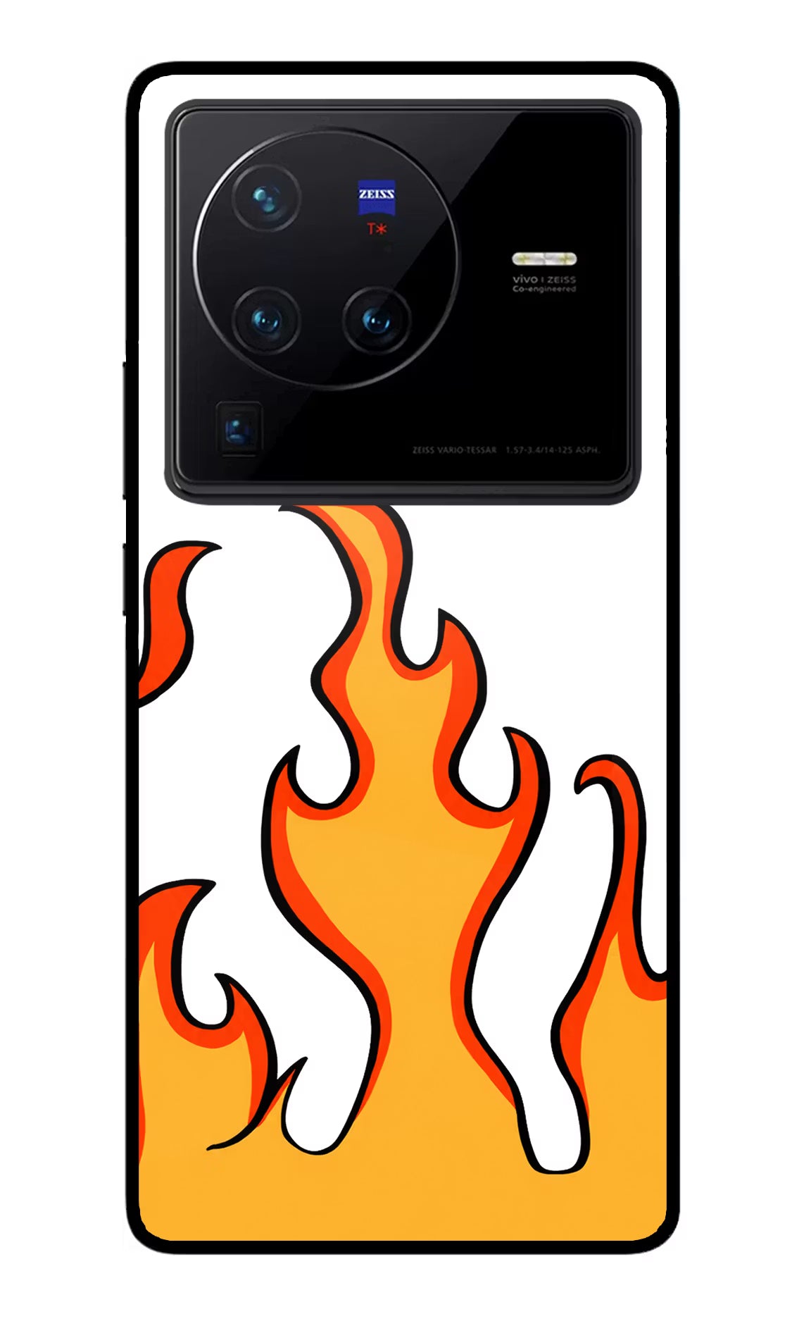 Fired Up – White Vivo X80 Pro Glass Case Back Cover by Casekaro
