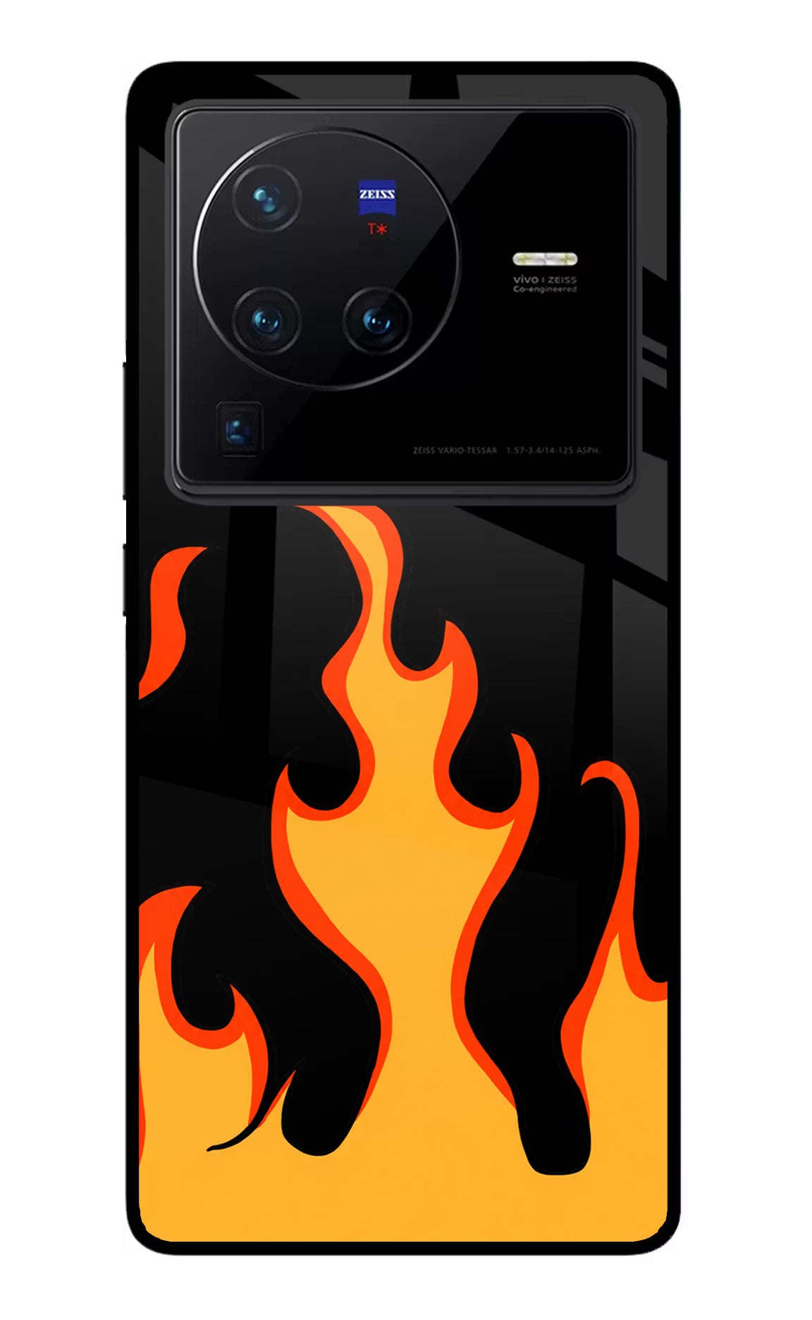 Fired Up – Black Vivo X80 Pro Glass Case