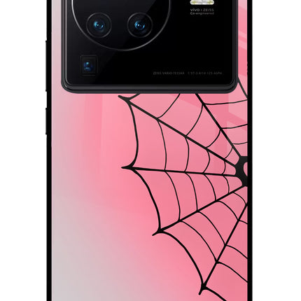 Pink Web Vivo X80 Pro Glass Case