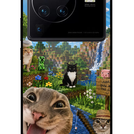 Minecraft Cat Chaos Vivo X80 Pro Glass Case