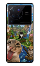Minecraft Cat Chaos Vivo X80 Pro Glass Case
