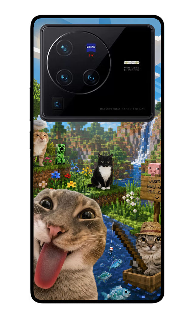 Minecraft Cat Chaos Vivo X80 Pro Glass Case