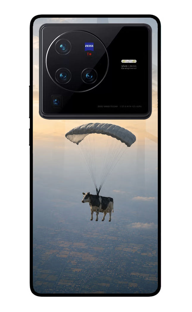 Skydiving Cow Vivo X80 Pro Glass Case