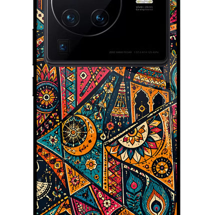 Folk Print Vivo X80 Pro Glass Case