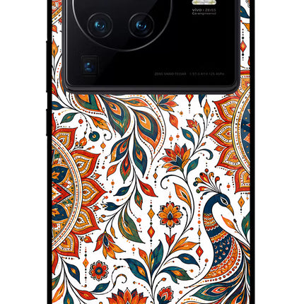 White Mayura Vivo X80 Pro Glass Case