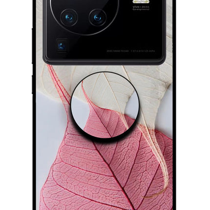 White Pink Leaf Vivo X80 Pro Pop Case by Casekaro