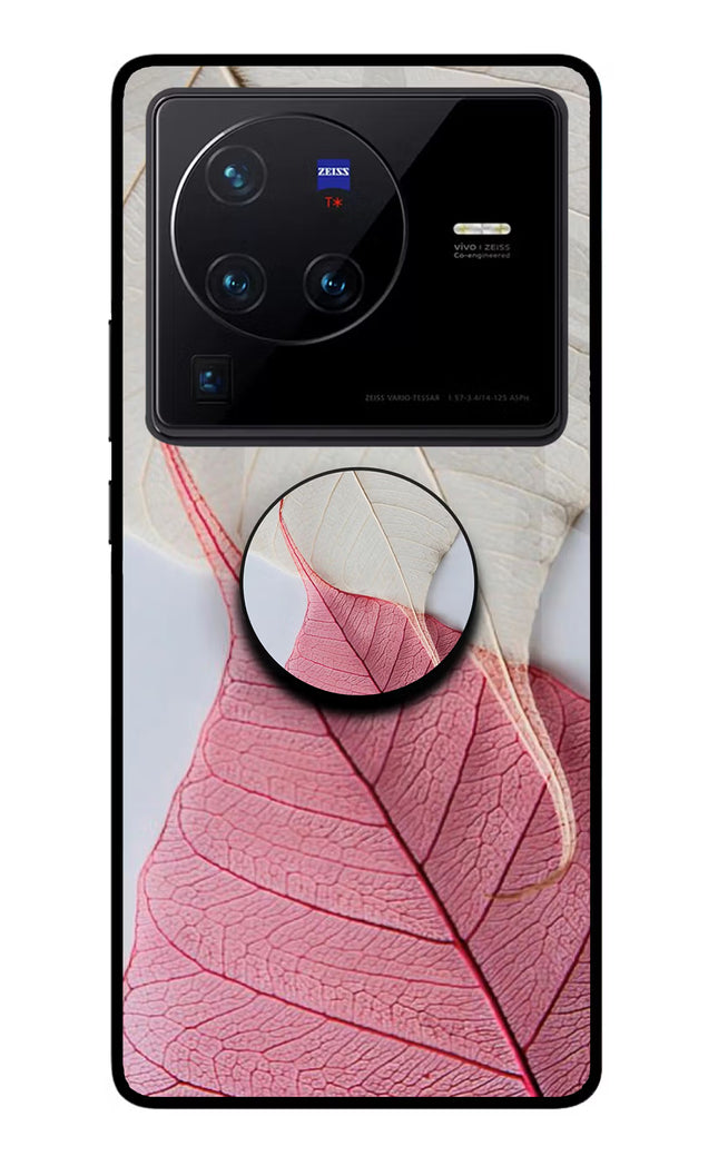 White Pink Leaf Vivo X80 Pro Pop Case by Casekaro