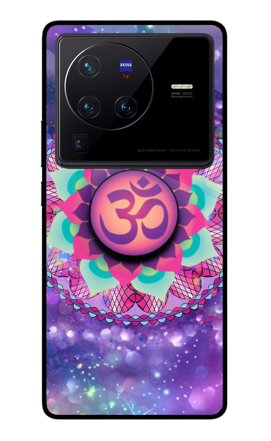 Om Purple Vivo X80 Pro Glass Case