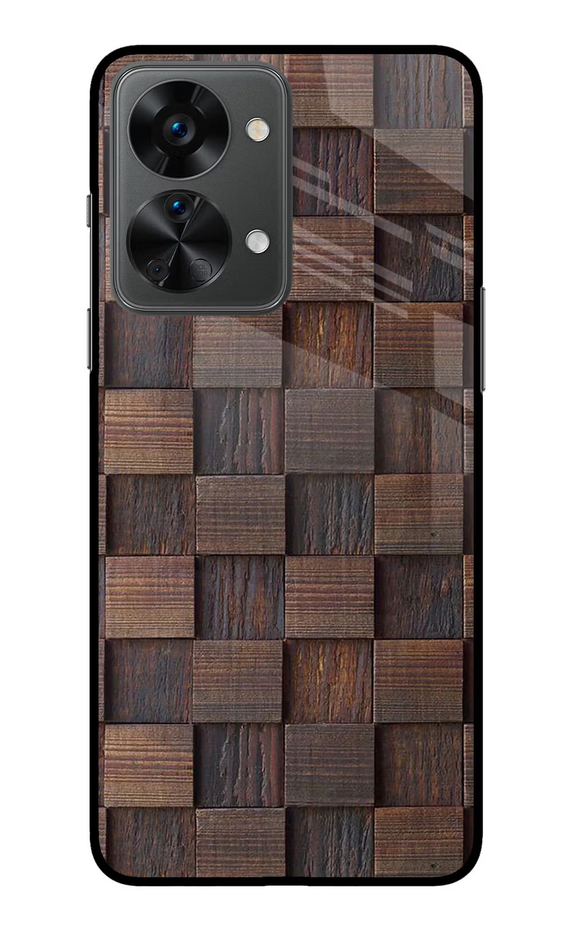Wooden Cube Design OnePlus Nord 2T 5G Glass Case Back Cover by Casekaro