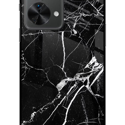 Black Marble Pattern OnePlus Nord 2T 5G Glass Case