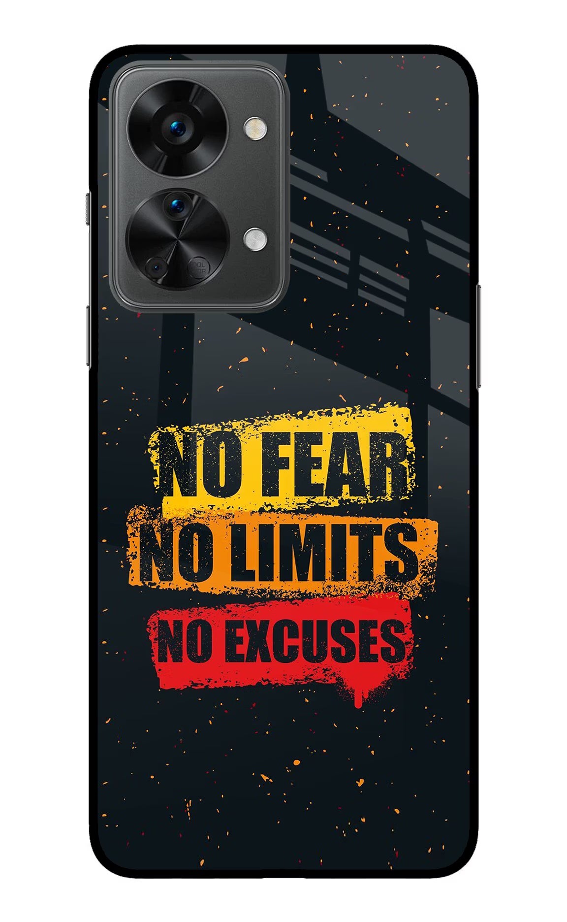 No Fear No Limits No Excuse OnePlus Nord 2T 5G Glass Case Back Cover by Casekaro