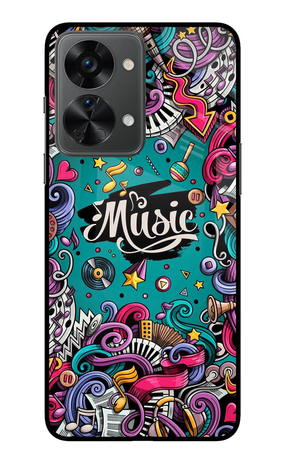 Music Graffiti OnePlus Nord 2T 5G Glass Case Back Cover by Casekaro