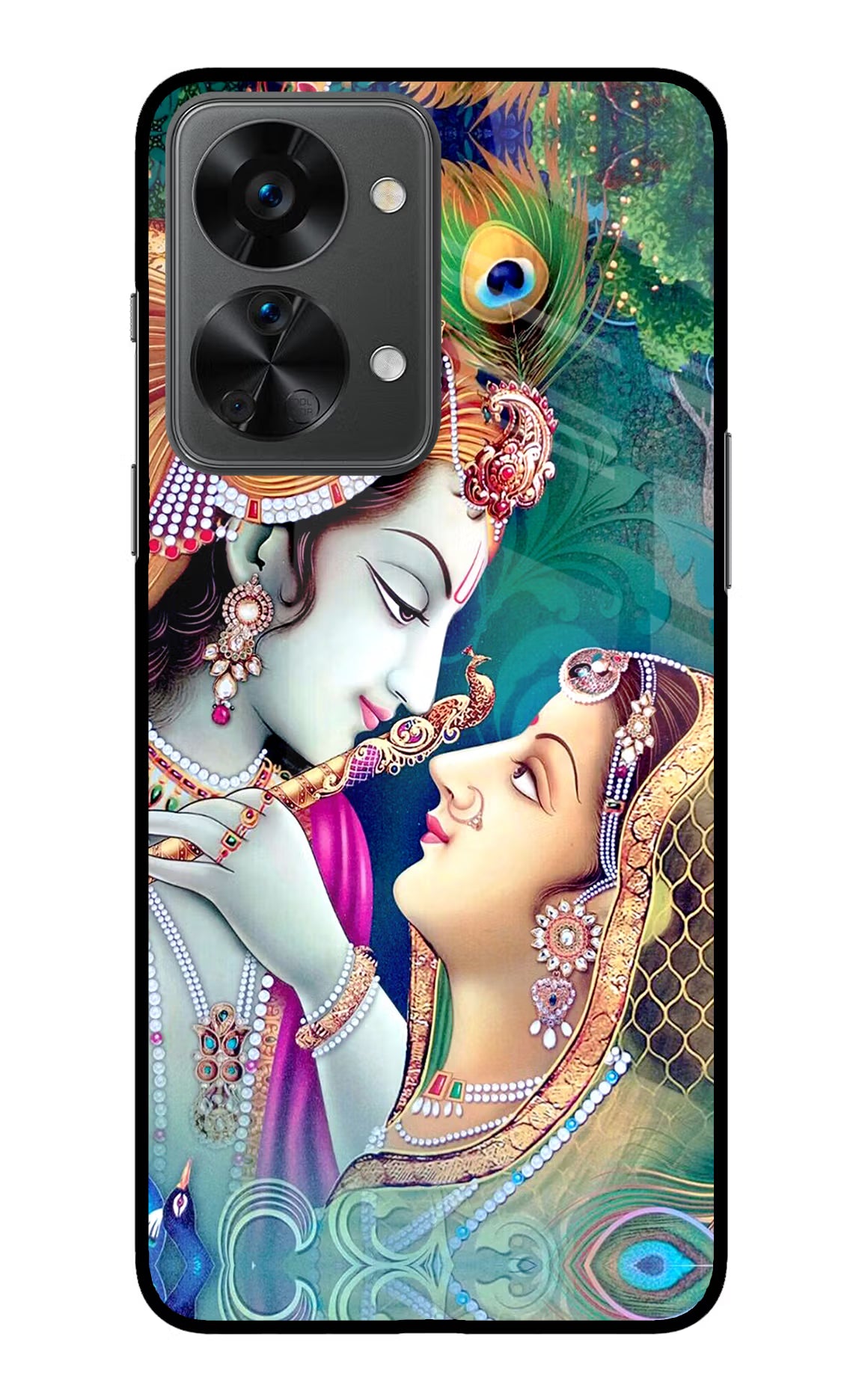 Lord Radha Krishna OnePlus Nord 2T 5G Glass Case Back Cover by Casekaro