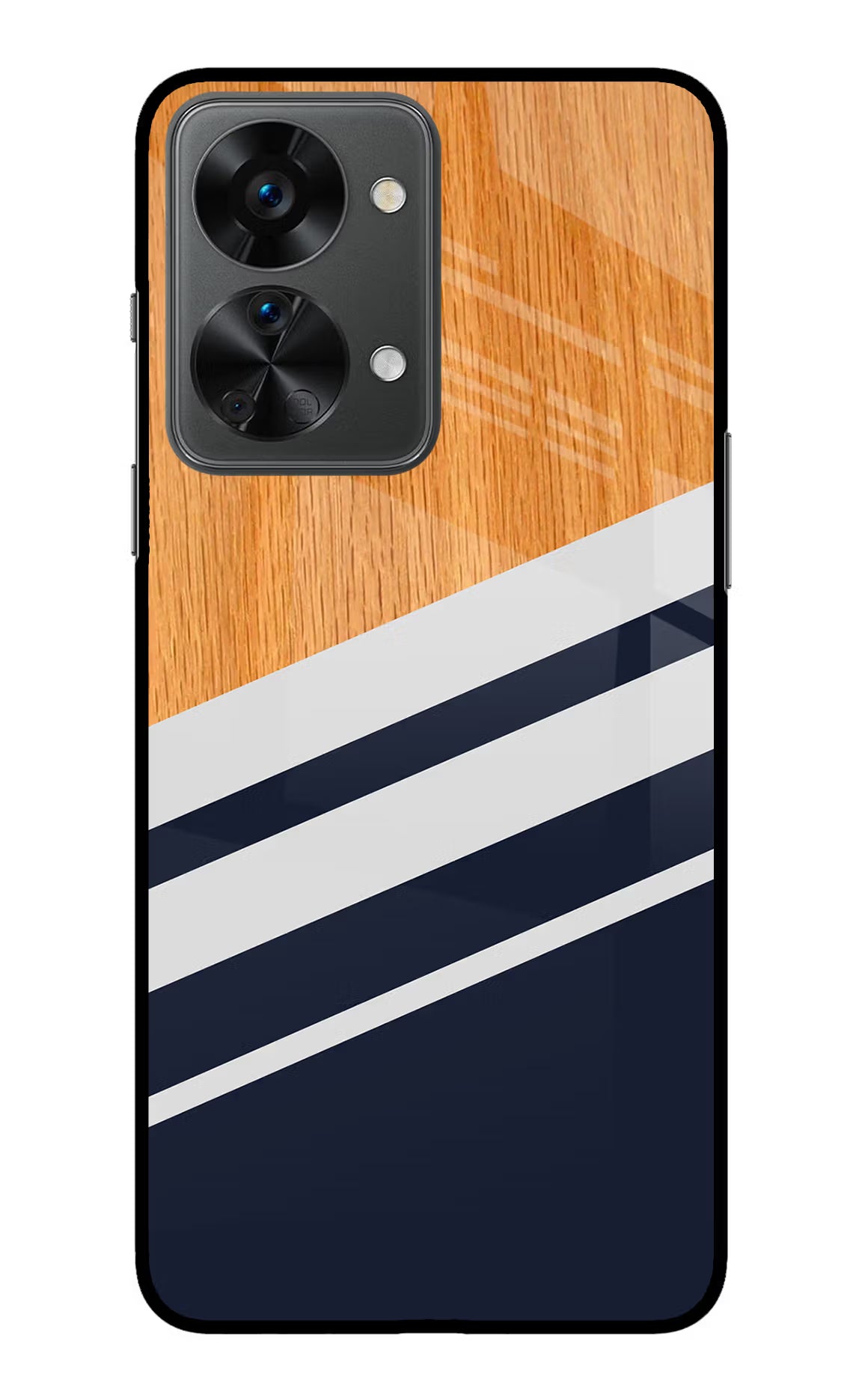 Blue and white wooden OnePlus Nord 2T 5G Glass Case Back Cover by Casekaro